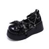 Décolleté Mary Jane con Cinturino a Croce e Plateau Retro Punk Goth da Donna con Tacco Alto, Fiocco, Cosplay, Hip Hop, Lolita JK, Scarpe in Pelle Piccola