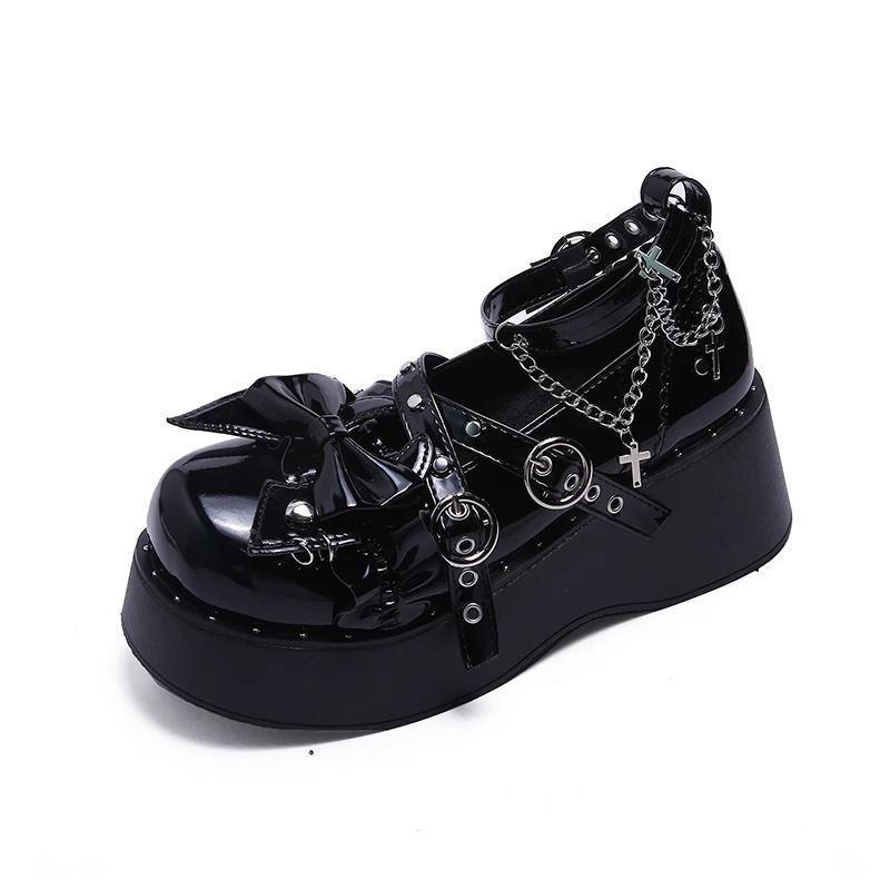 

Fashion Womens Lolita Shoes Fashion Mary Jane Shoes Punk Platform Cute Sweet Bow Single Shoes for WomenTrend High Heels Zapatos De Mujer 35