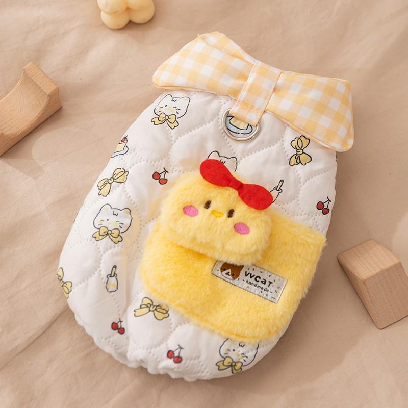 Pet Dog Vest Warm Fleece Harness Coat Small Dogs Cats Teddy Cute Two-Legged Outfit XS To XL