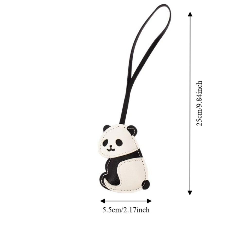 PU Leather Panda Pendant Lanyard Ornaments Bag Hanging Charms Trendy Panda Keychain Men
