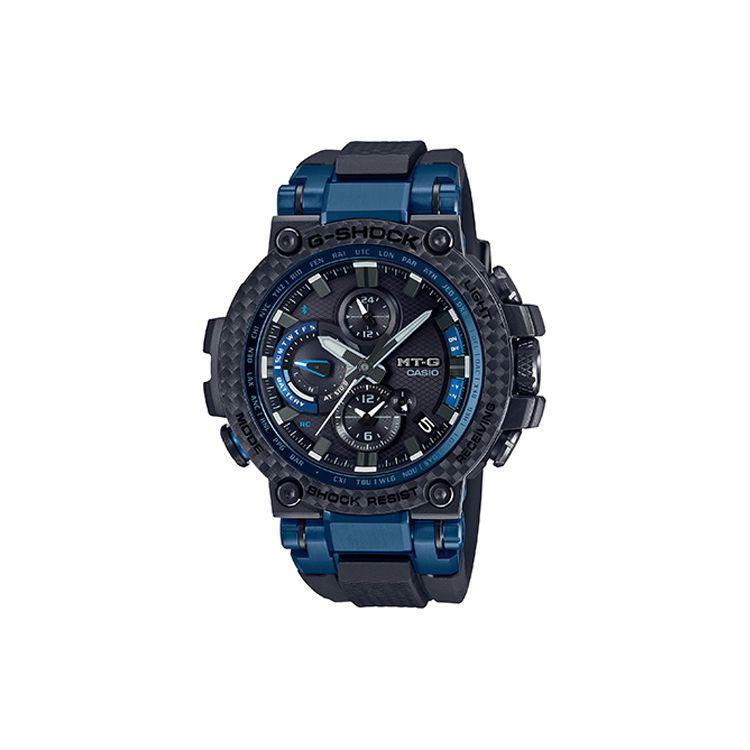 Casio Men's Black Mtg Series Carbon Fiber Six Band Radio Bluetooth Solar Movet Resin Strap Watch Watches Mtg-B1000xb-1A