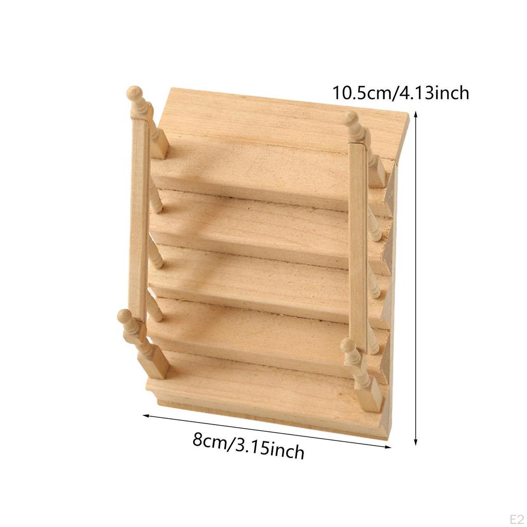 Doll House Stairs Model Landscape Layout Prop with Handrail Educational Toys Dollhouse Accessories