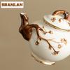300ml Handmade Relief Plum Blossom Art Teapot Aesthetic Sheep Fat Jade Porcelain Pot Tea Making Kettle Teaware Accessories Gift