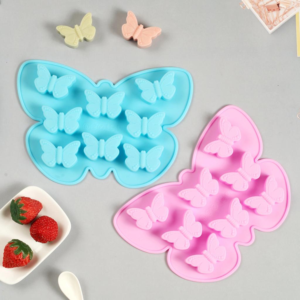 8 Hole Butterfly Chocolate Silicone Mould Insect Shape Summer Drink Ice Decor 3D Simplicity Candy Jelly Mold Candle Soap Making