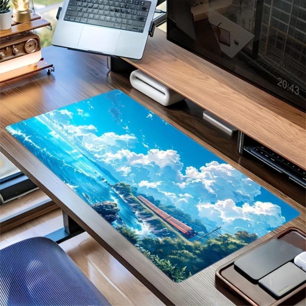 Beach Train Scenic Game Mouse Pad With AntiSlip Rubber Bottom As A Computer Decorative Accessory Alfombrillas Gaming