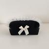 Black Lace Bow Makeup Bag Large Capacity Toiletry Bag Travel Cosmetic Organizer Cute Korean Portable Pouch For Women