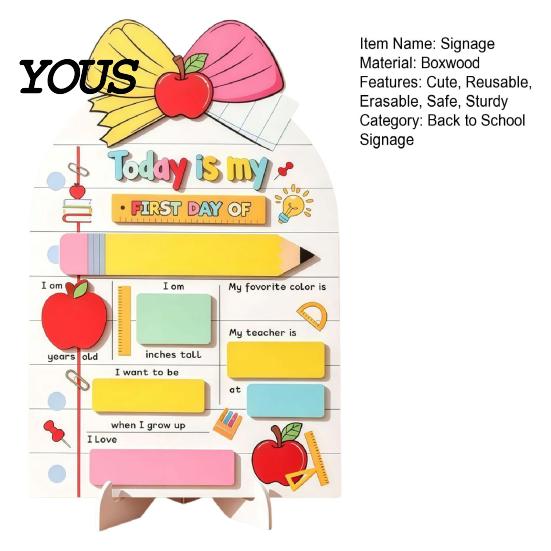 Reusable School Board Personalized First Day of Wooden Sign, Erasable Back to Sign Board, Cute Classroom Decor, Keepsake Memory Tracker