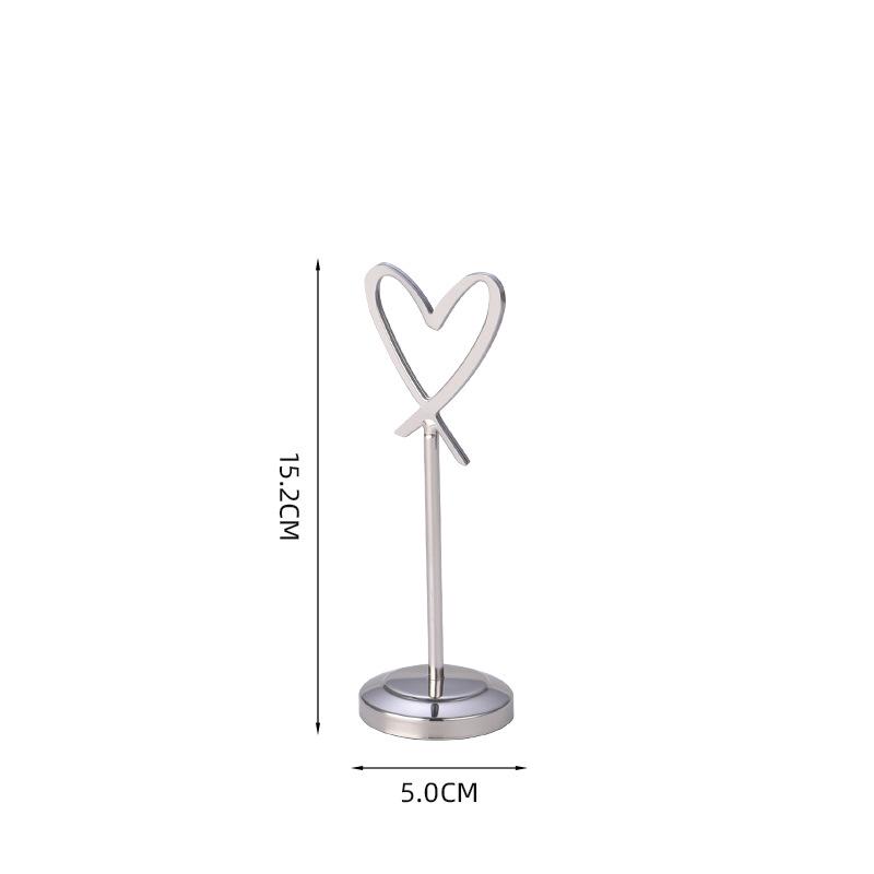 Heart-Shaped Stainless Steel Table Card Holder for Weddings, Restaurants, or Banquets.