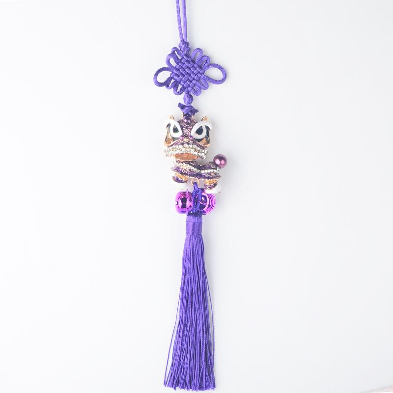 

Маленький лев в китайском стиле, подвеска-талисман для автомобиля, танец льва, кисточка для зеркала заднего вида автомобиля, подвесное украшение, милые автомобильные аксессуары фиолетовый