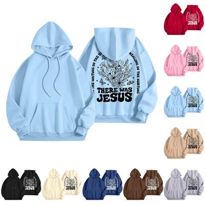 Roupa casual feminina de moletom com capuz estampado de manga comprida