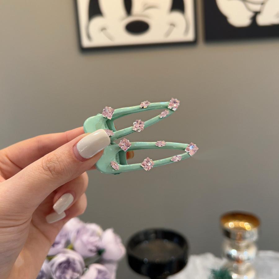 Zircon square water drop hollow side hairpin, Korea Dongdaemun temperament duckbill clip versatile sweet fashion hair accessories