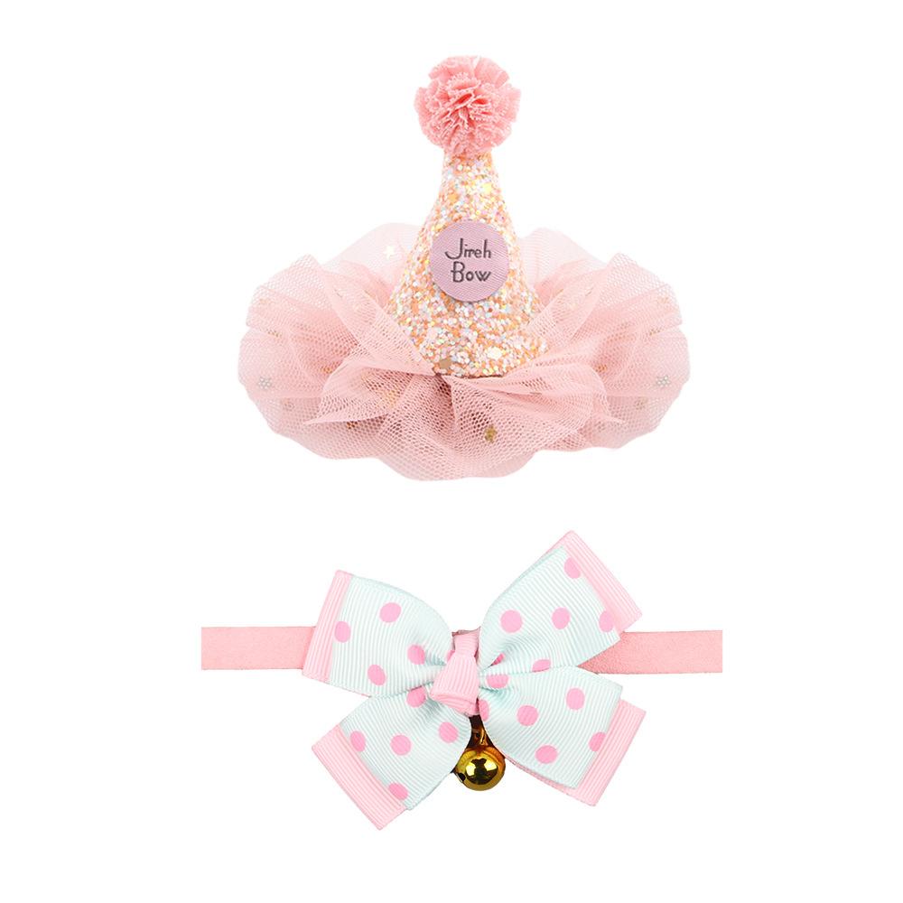 

2024 Новый комплект для домашних животных с регулируемой шапкой, воротником для кошек, головной убор, новогоднее украшение, аксессуары для кошек розовый