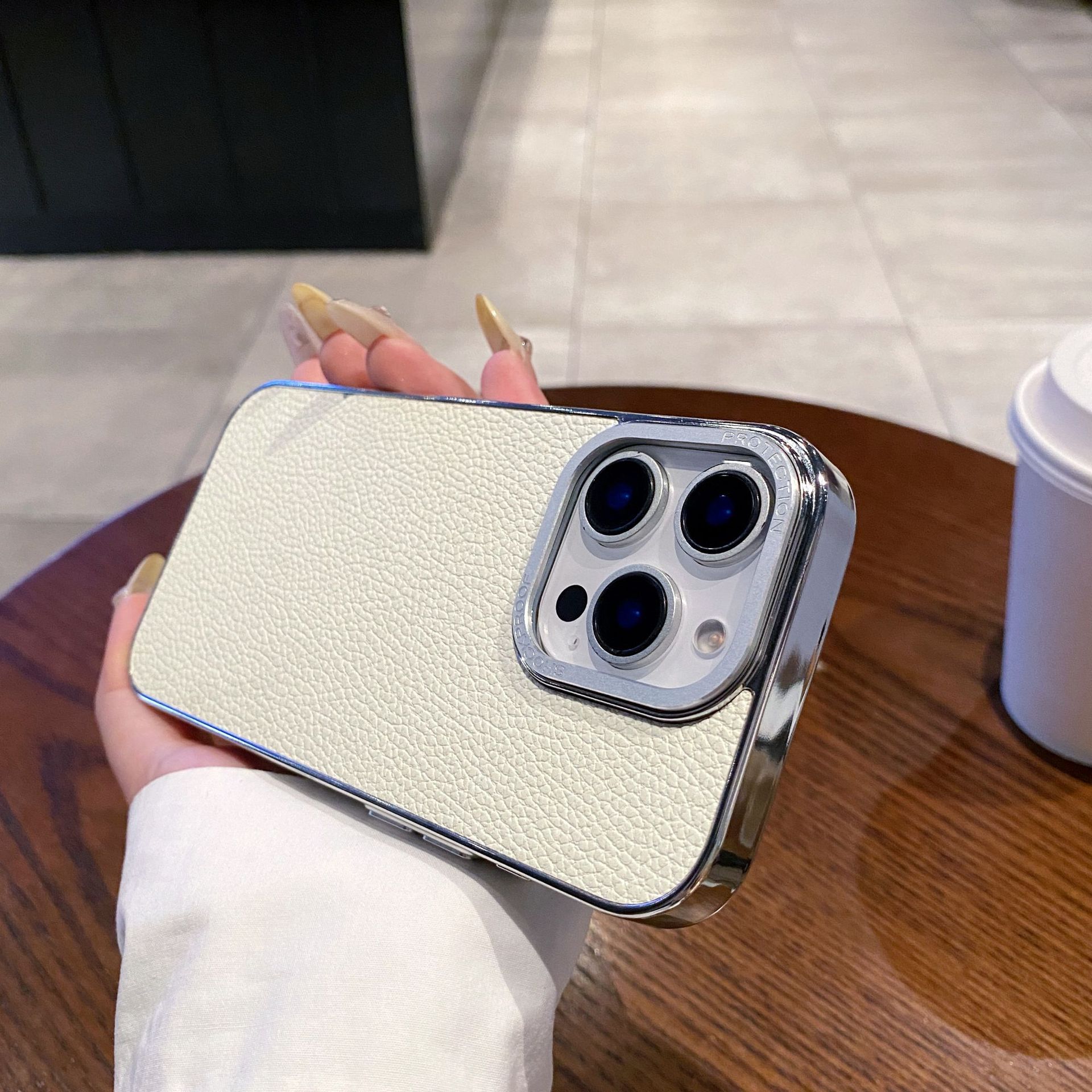 

Electroplating Lychee Pattern Suitable for IPhone 16 Mobile Phone Case Apple 15 Large Hole Anti Fall 14 ProMax Full Inclusive Protective Case iPhone13promax