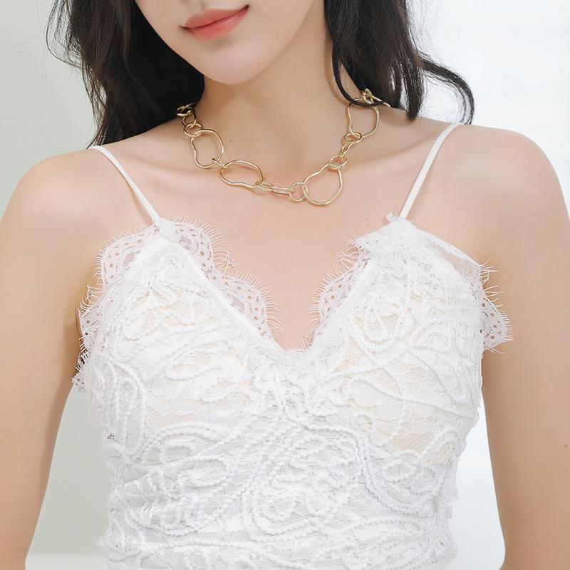 Popular Fashion, Simple, Irregular Geometric Pattern, Circular Chain, Metal Style Collarbone Necklace, Neck Chain for Women