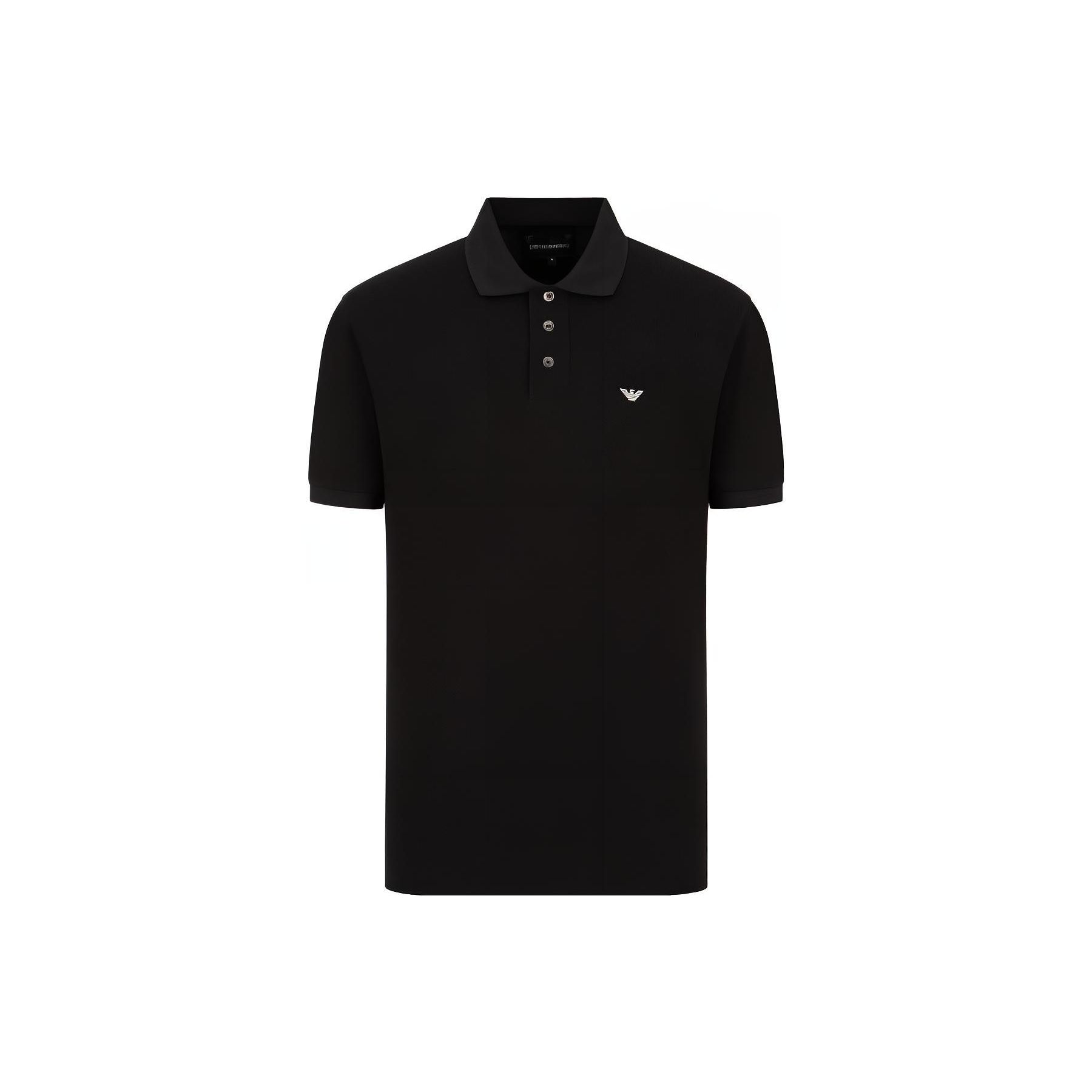 Emporio Armani Solid Color Logo Print Polo Shirt Men tops Black 8N1FQ21-JTKZ1-0999 S