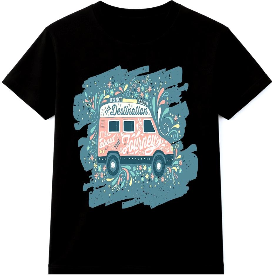 Travel Camper Van T Shirt It’s About The Journey Graphic Tee Road Trip Adventure M