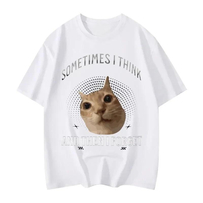 

Sometimes I Think Funny Cat Meme Graphic Print Women T Shirts Fashion Summer Casual Tshirts Women Short Sleeve Clothing S