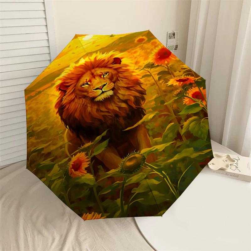 

1PC lion sunflower Automatic Open/Close Umbrella with Windproof, 8-Rib Sturdy Canopy, Durable Ribs, Fashionable Design,1299a