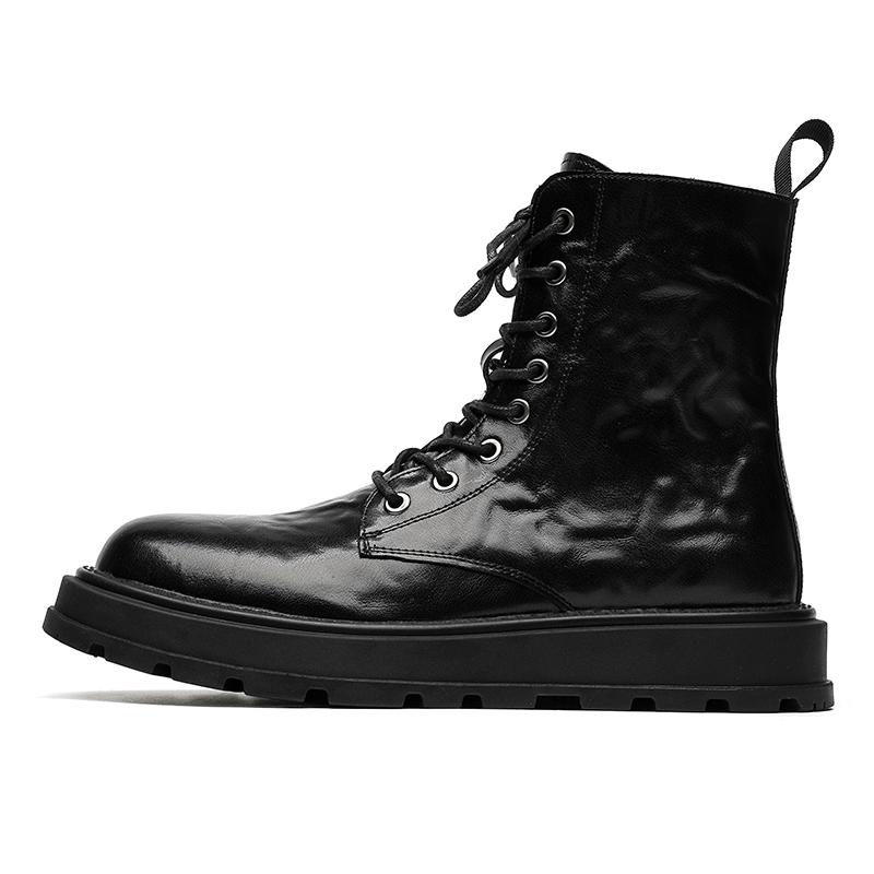 Fashion Brand Genuine Leather Men Lace Up Boots Breathable High Top Shoes Outdoor Casual Men Motorized Leather Boots Fashion Botas Homme