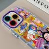 Graffiti Little Witch for Apple 16 Promax Cream Feather Pattern Cartoon Phone Case for IPhone 15 Cute 13