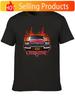 Classic Red Retro Car Pattern Tshirt Black Cotton Tshirt with Flame Design Featuring CHRSTINE License Plate and Bold Lett