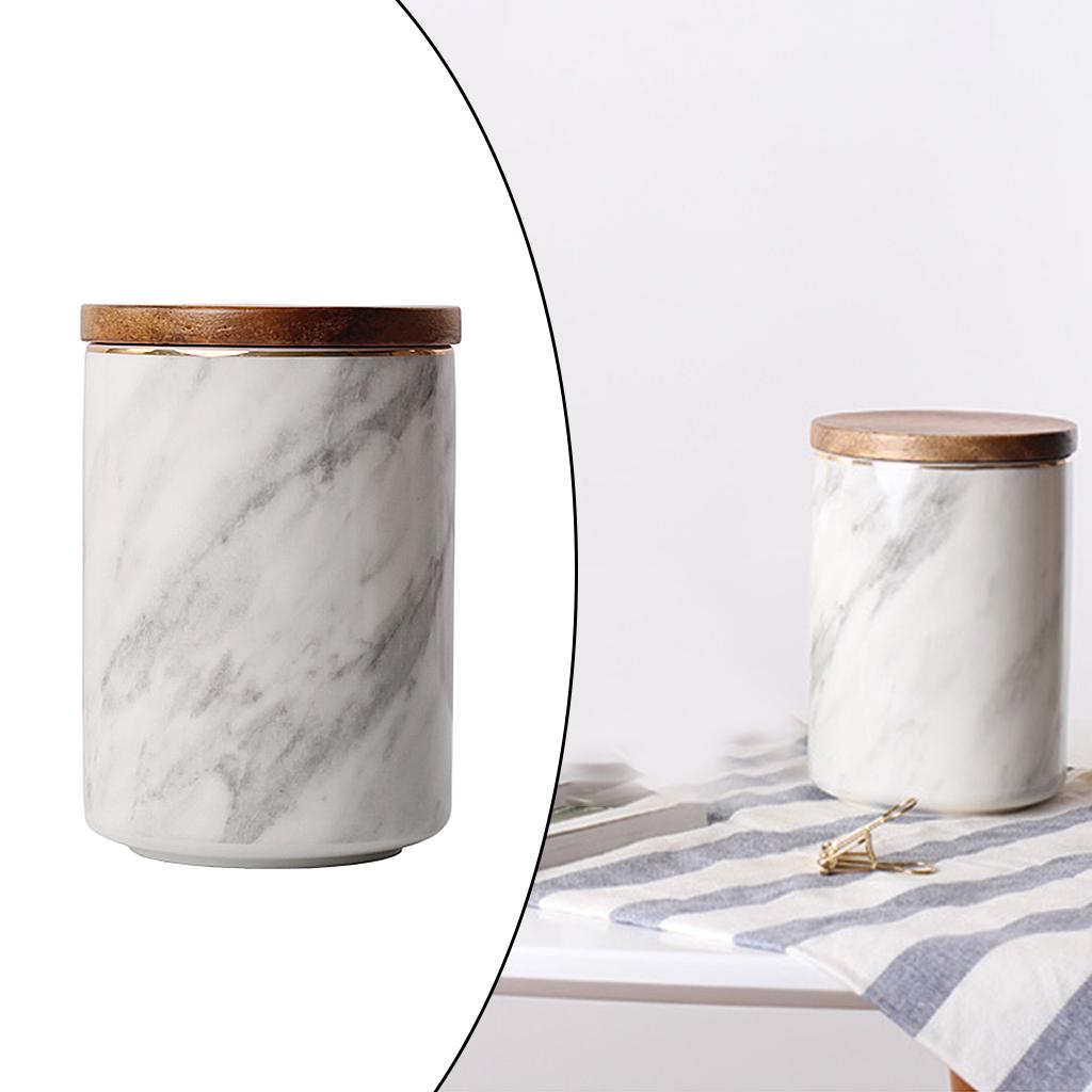 Nordic Marbling Sealed Jar with Lid Ceramic Storage Box Coffee Scented Tea Ornaments -
