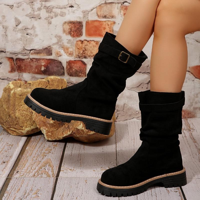 Western Cowboy Boots Stacked Boots for Women 2025 New Autumn and Winter Retro Bombing Street Knight Boots Boots