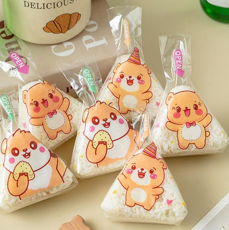 50/100 Stück schöne Cartoon-Dreieck-Reisbällchen-Verpackungsbeutel, Algen, Onigiri, Sushi, Bento, Herstellungsform, Bento-Zubehör, Sushi-Taschen