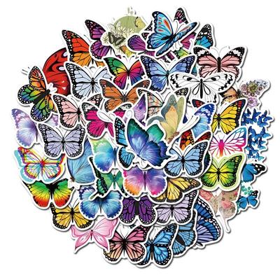 50PCS Butterfly Stickers Pack, Colorful Lovely Waterproof Stickers for Laptop