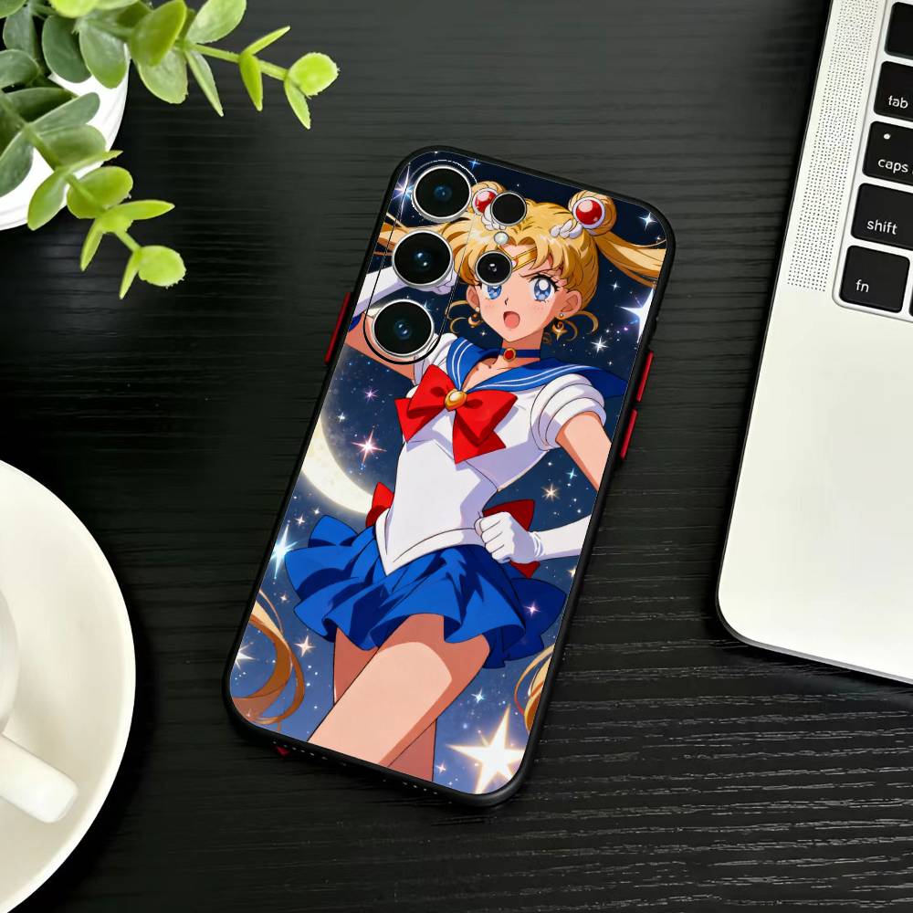 Cartoon S-Sailor M-Moons Phone Case For Samsung S26,S25,S24,S23,S22,S21,S20,Plus,Fe,Lite,Others Black Cover