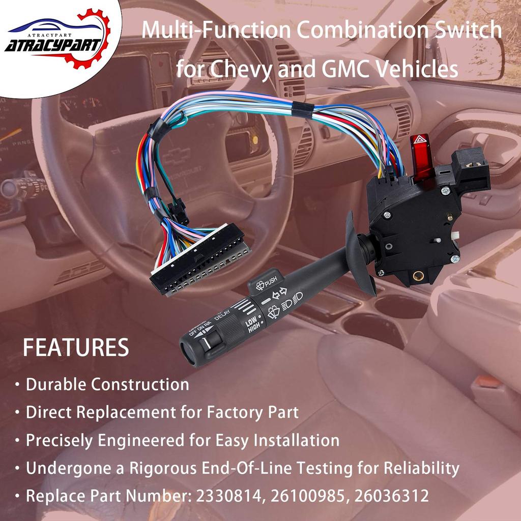 Multi-Function Combination Switch Gray For | 1995-2002 Chevy Tahoe S10 GMC C1500 K1500 Suburban Yukon & More | Replaces# 2330814, 26100985, 26036312