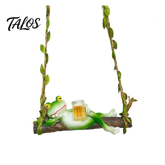 Outdoor Hanging Figurines Creative Frog on a Swing Ornament, Cute Resin Garden Decor for Trees Nature Lover Gifts Patio Balcony, Micro-Landscape