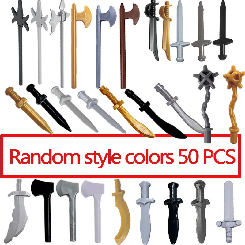Mittelalterliche Bausteine Waffen Figur Soldat Zubehör Bogen Speer Armbrust Axt Helm Schulterrüstung Baustein Geschenk Spielzeug DIY X011