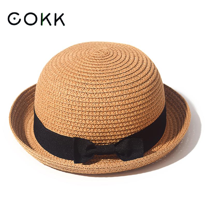 My Extreme Outdoor Activities Women's Orange Hats For Summer Sun Protection Straw Hat Round Top Curled Brim Parent Child Student Sunshade Travel 53-58Cm
