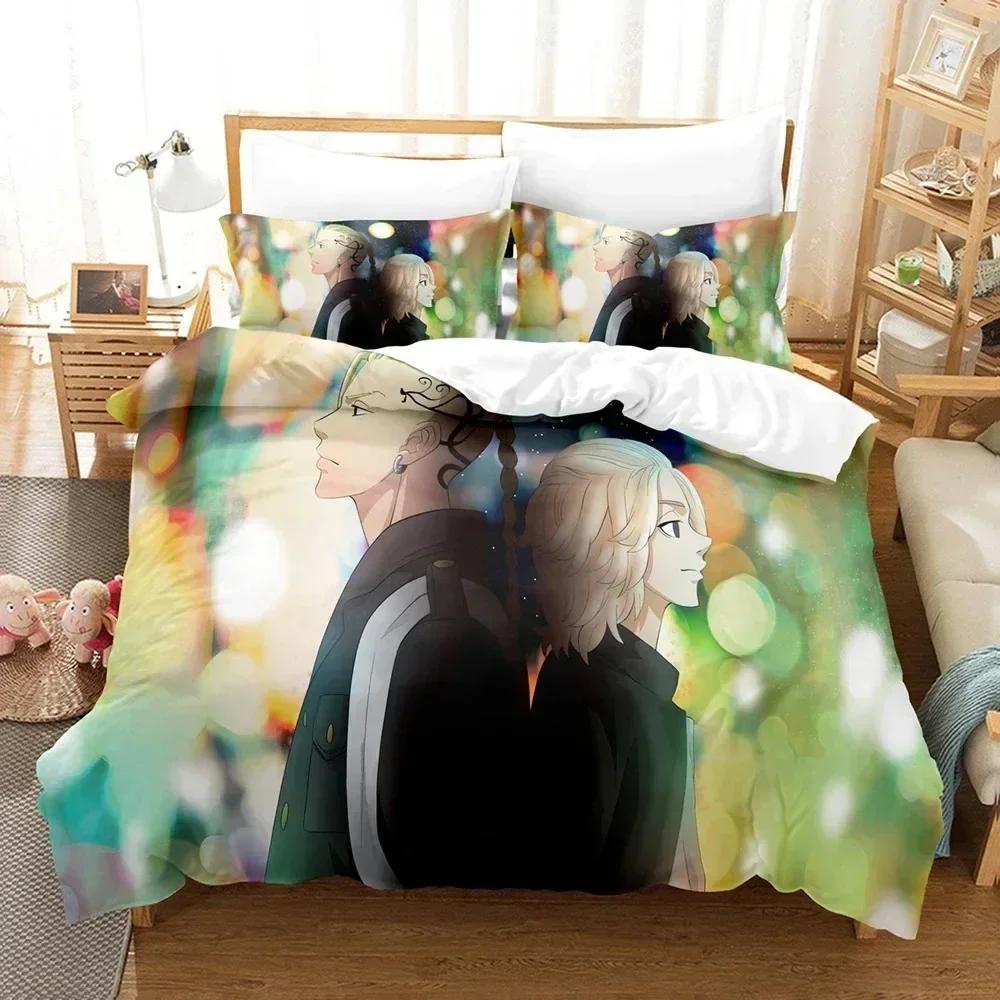 Anime Tokyo Avengers Bedding Set Duvet Cover Sheet Printed Bed Set Pillowcase Bed Full Queen King Size Comforter Bedroom