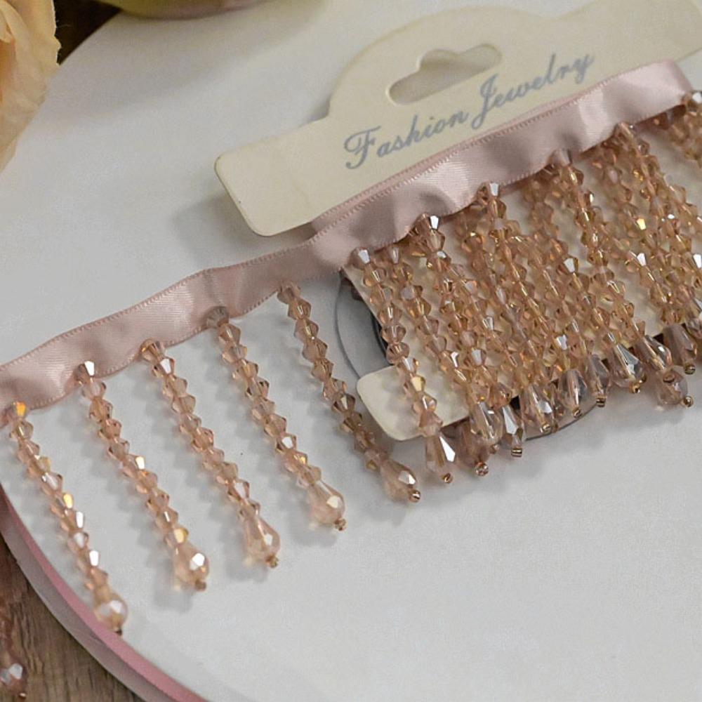 New 5.5CM Wide Crystal Pendant Beaded Fringe DIY Lace Decorative Trim Tassel Fringe Headwear Decoration
