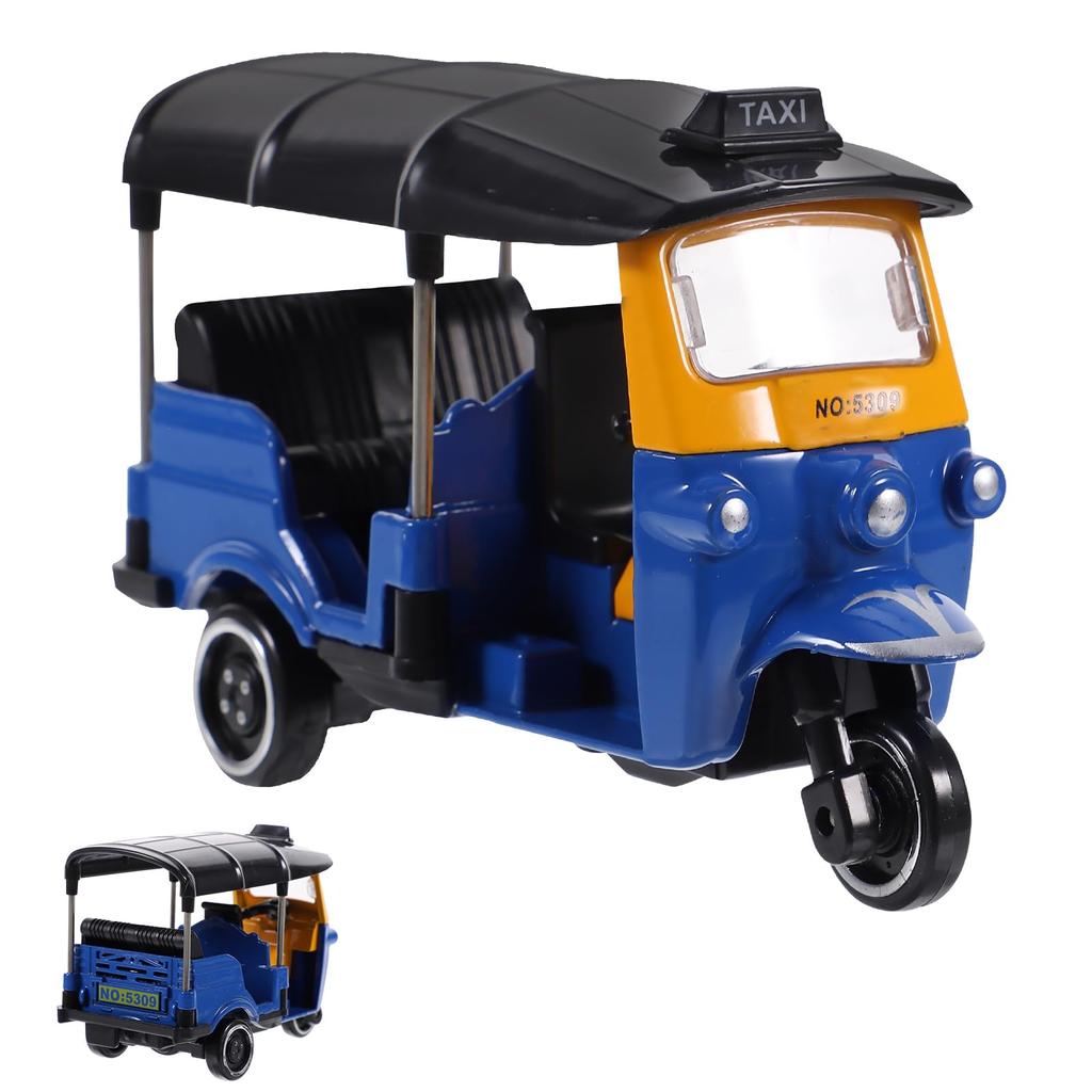 LEDMOMO Tomica Mini Car Toy Pull Back Map with Storage Box Birthday Gift Tricycle Model Alloy Tricycle Model Vintage Tricycle Decoration Home