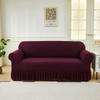 Elastic Solid Color Sofa Cover Full Protection Slip Resistant Minimalist Skirted Design