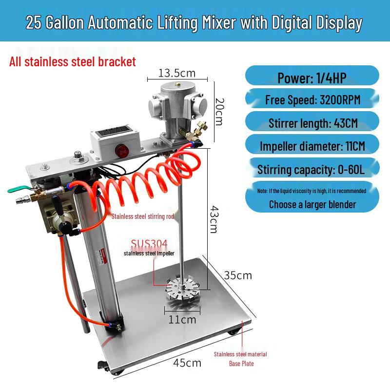 Automatic Lifting Pneumatic Mixer with Digital Display