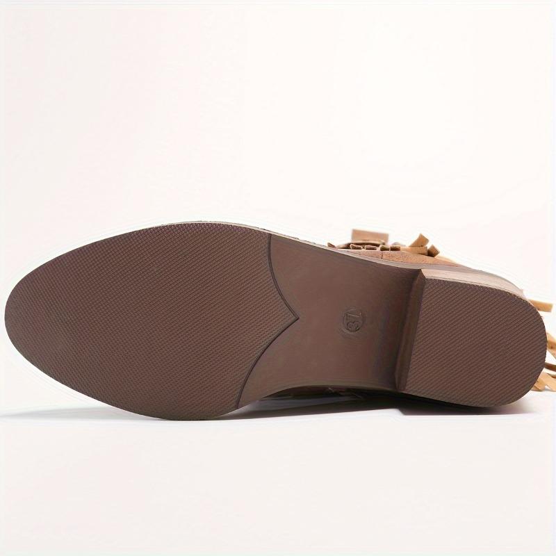 Kvinnors tofsdekor med tjocka klackstövlar, mode metallpärlor dekor med dragkedjestövlar på sidan, bekväma stövlar för kvinnor