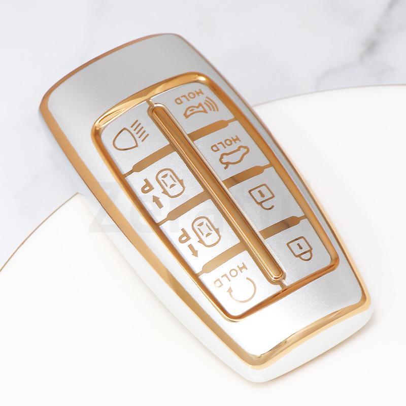 Soft Tpu Car Key Case For Genesis Keyless Fob Cover Keychain 8 Buttons Accessories For Hyundai Gv80 Gv90 G70 G80 G90 Gv70