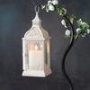 Vintage White Candle Lantern Durable Garden Metal Lantern Empty Square Candle Lantern for Wedding Decoration