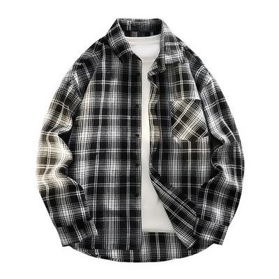 Neues kariertes Langarmhemd für Frühling und Herbst, lockeres modisches Hemd, Herrenjacke, Jugend, große Größe, vielseitig