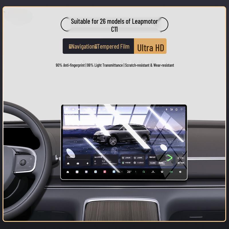 Película Protetora de Vidro Temperado para Tela do Leapmotor C11 para 26 Modelos - Acessório de Interior de Carro 2026
