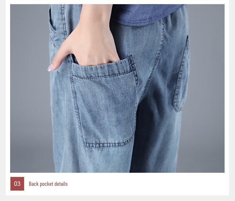 2024 Korean Style Summer Casual Loose Straight-Leg Jeans: Slimming Plus-Size, Versatile Seven-Point Pants