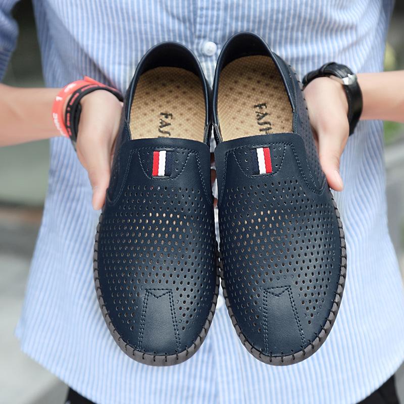 

Spring and Summer 2025 New Large Size Men s Handmade Casual Sewing Hollow Punching Leather Shoes Doudou Men s Shoes 45