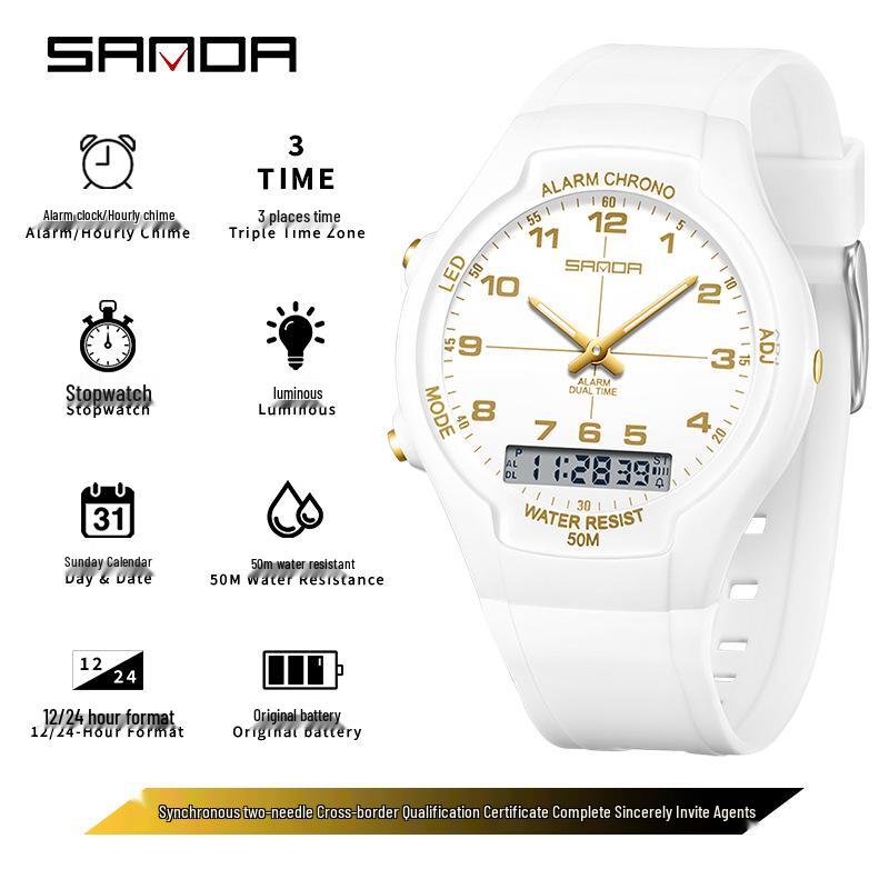 SANDA Dopamine Trend Waterproof Casual Wristwatch for Men and Women