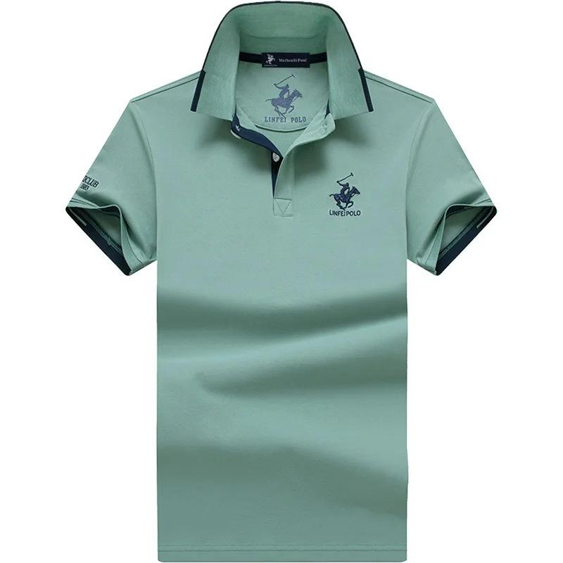 TrendHub Embroidery Men's Polo Shirts High Quality Short Sleeve Solid Color Cotton Male Tees