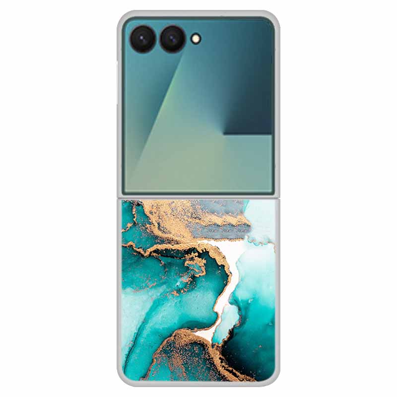 Marble Case For Samsung Z Flip7 Transparent Hard PC Plastic Cover Shockproof Coque for Samsung Galaxy Z Flip 7 5G Funda Zflip7