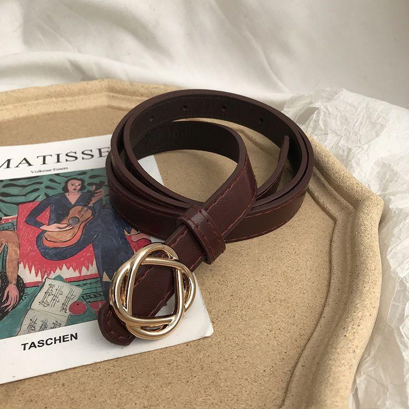 

Модный гладкий ремень с пряжкой для женщин, идеально подходящий для осенних нарядов, многослойности и коричневый